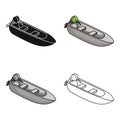 Small metal boat with motor for fishing.Boat for river or lake fishing.Ship and water transport single icon in cartoon Royalty Free Stock Photo