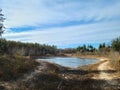 Small Michigan Inland Lake With Sky Reflection