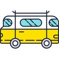 Small mini bus isolated car vector icon