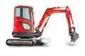 Small or mini excavator with clipping path isolated on white background. Construction equipment. isolated object Royalty Free Stock Photo