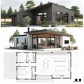 Small minimalist house plan. Generative AI