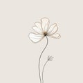 Minimalist Cosmos Flower Illustration On White Background