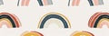 Small, minimalist rainbows in muted tones, repeated in a cute pattern on a white background Royalty Free Stock Photo