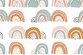 Small, minimalist rainbows in muted tones, repeated in a cute pattern on a white background Royalty Free Stock Photo