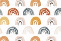 Small, minimalist rainbows in muted tones, repeated in a cute pattern on a white background Royalty Free Stock Photo