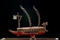 A model of famous ancient Korean ironclad war ship. Korean turtle ship on a black background Royalty Free Stock Photo