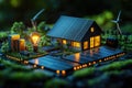 A small model of a house with a light bulb, suitable for various uses such as architecture, design, or educational Royalty Free Stock Photo