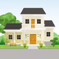 Small Modern Classic House with Garden View. Royalty Free Stock Photo
