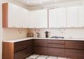 Small modern kitchen in bbrown colour Royalty Free Stock Photo