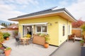 small modern studio with flat roof and solar panels Royalty Free Stock Photo