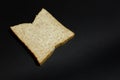 Small Mold on the Sliced whole wheat bread. It on Black Background.