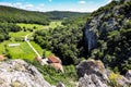 Small monastery Vratna in Serbia under the big stone
