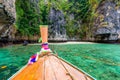 The small Monkey beach in paradise Bay - about 5 minutes boat ride from the Ao Ton Sai Pier - Koh Phi Phi Don Island at Krabi,