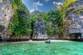 The small Monkey beach in paradise Bay - about 5 minutes boat ride from the Ao Ton Sai Pier - Koh Phi Phi Don Island at Krabi,