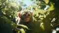 A small monkey sitting in the middle of a bunch of leaves, AI