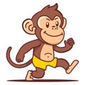 a small monkey in yellow shorts goes on business.