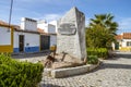 Small monument with plow praising farmers from Alentejo Portugal
