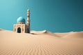 A small mosque in the middle of a desert. Generative AI image.