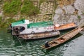 Small motor powered sloops moored along Yangtze river, Baidicheng, China