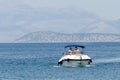 Small motor yacht sailing on Mediterenian sea