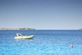 Small motorboat moored in a clean warm sea, Croatia Dalmatia