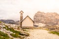 Small mountain chapel, Cappella degli Alpini, at Tre Cime di Lavaredo, Dolomites, Italy