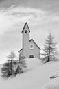 Small mountain church in snow background winter time Royalty Free Stock Photo