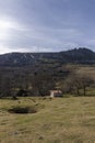 mountain refuge in a valley near the summit of gorbea in the basque country Royalty Free Stock Photo