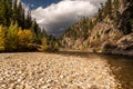Small mountain river in the fall Royalty Free Stock Photo