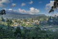 Small mountain town landscape view from the top of the hill Royalty Free Stock Photo