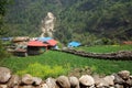 Small mountain village and potato field in Nepal Royalty Free Stock Photo