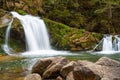 Small mountain waterfall . Royalty Free Stock Photo