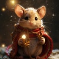 Small mouse in winter holiday scene. Created using ai generative. Royalty Free Stock Photo