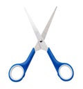 Small multipurpose scissors with blue handle isolated on white background with clipping path