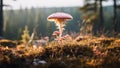 Small mushroom in the forest. AI generated