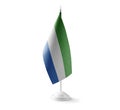 Small national flag of the Sierra Leone on a white background