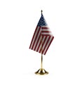 Small national flag of the USA on a white background