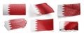 Small national flags of the Bahrain on a dark background