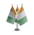 Small national flags of the Cote dIvoire on a white background