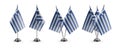 Small national flags of the Greece on a white background Royalty Free Stock Photo