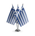 Small national flags of the Greece on a white background Royalty Free Stock Photo