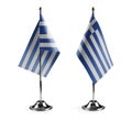 Small national flags of the Greece on a white background Royalty Free Stock Photo