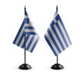Small national flags of the Greece on a white background Royalty Free Stock Photo