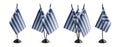 Small national flags of the Greece on a white background Royalty Free Stock Photo