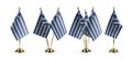 Small national flags of the Greece on a white background Royalty Free Stock Photo