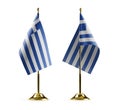 Small national flags of the Greece on a white background Royalty Free Stock Photo