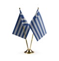 Small national flags of the Greece on a white background Royalty Free Stock Photo