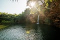 Small natural Waterfall Pego do inferno in Tavira at the Algarve Portugal Royalty Free Stock Photo