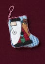 Small needlepoint Santa Christmas stocking