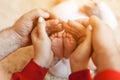 Baby`s little feet in lovely parental palms Royalty Free Stock Photo